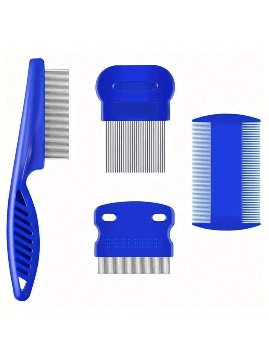 Juego de 4 peines para eliminar piojos, peine de acero inoxidable, peine de dientes finos, peine para peluquería, peine para maquillaje del cabello