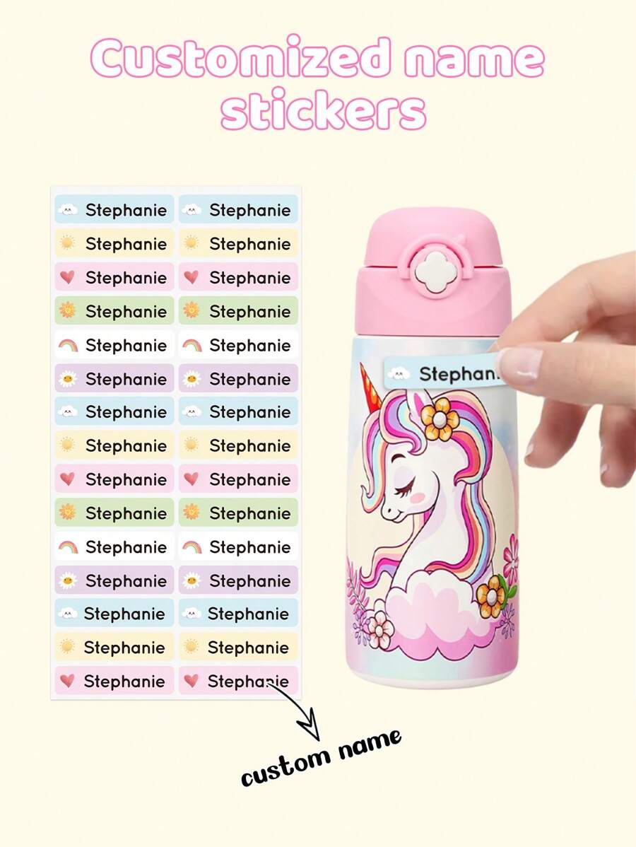 Custom Name Sticker, Cartoon Fresh And Simple Cute Waterproof Modern School Supplies Label, Back To School, School Supplies, Paper Name, Category Sticker, Number Category Gifts Birthday Graduation