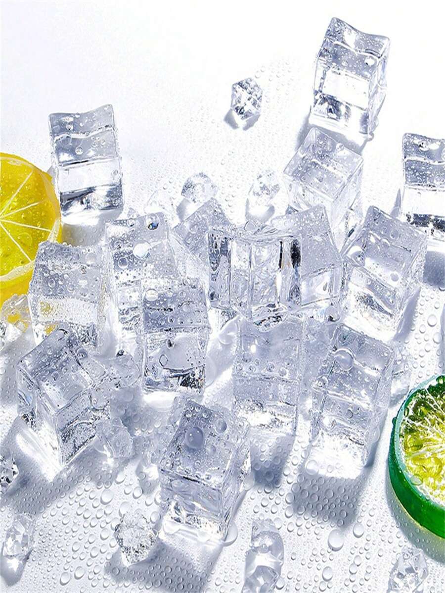 Acrylic Transparent Square Plastic Ice Cubes, Water Crystal Bottle Bar Photography Props Best Gifts Birthday Graduation