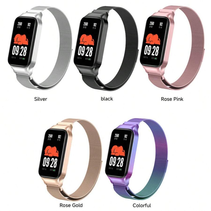 Correa compatible con Xiaomi Mi Band 8 Pulsera activa para MiBand Banda inteligente 8 Activa Correa de metal de acero inoxidable compatible con la correa Redmi Band 2