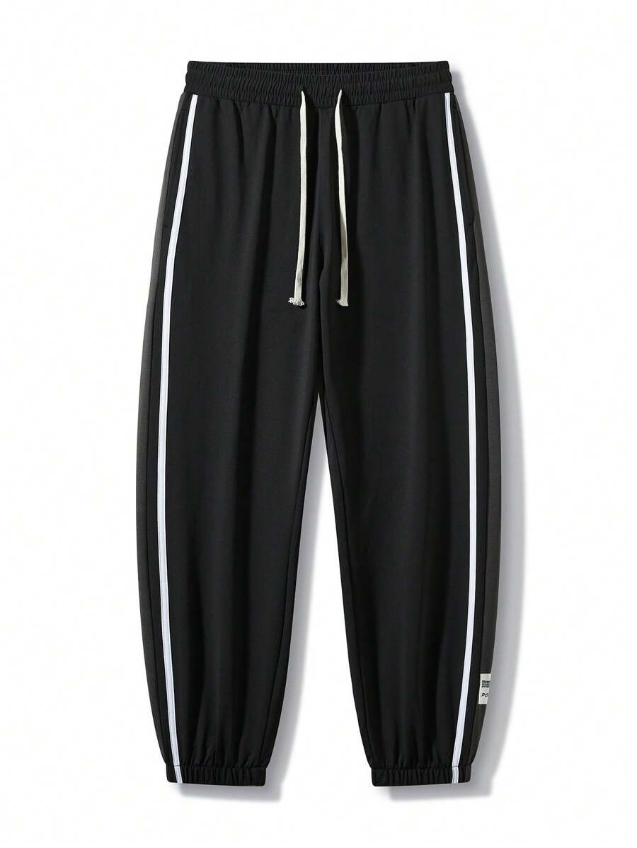 Pantalones joggers informales con cordón para hombres de tallas grandes, pantalones deportivos informales de tallas grandes