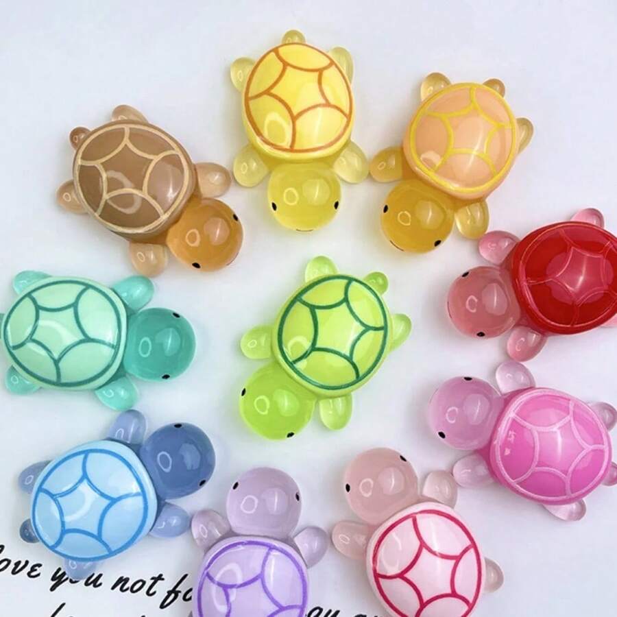 10/15/20/25/30/40 peças de mini ornamento de tartaruga com luz noturna - decorações fofas de tartaruga de resina, presentes para festas no oceano e artesanato faça você mesmo para cenários de jardim (multicolorido), presentes e decorações de festa, escolha ideal