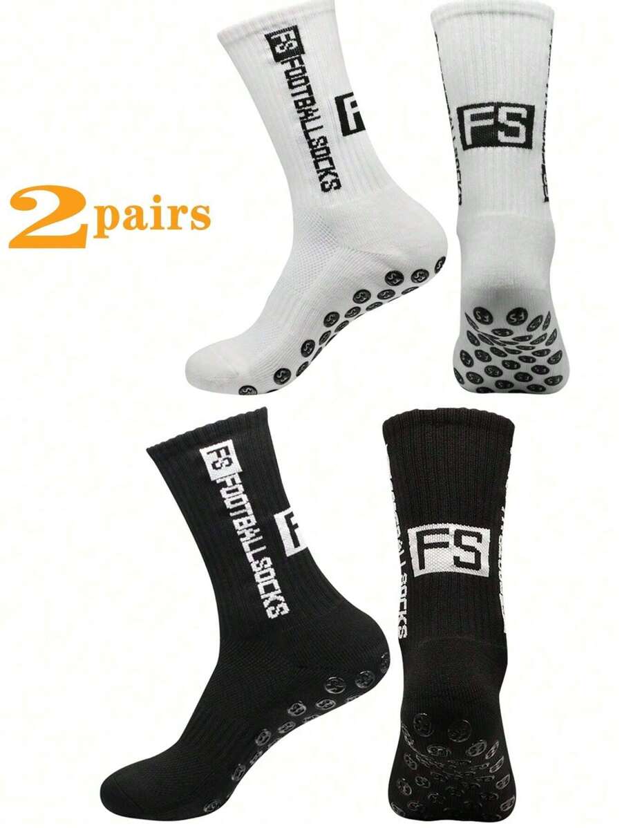 2 pares de calcetines deportivos para hombre, calcetines de baloncesto y fútbol, opciones de varios colores, antideslizantes, gruesos, que absorben la humedad, con suela acolchada duradera para gimnasio