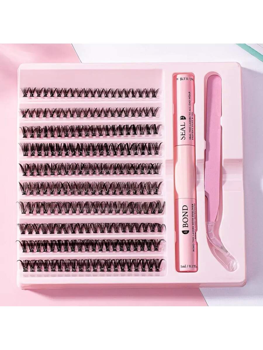 30/40/50/60/80/100D 8-16 mm D Curl Kit de extensión de pestañas con unión de pestañas y pegamento de sellado, grupos de pestañas, herramientas de maquillaje, kit de extensión de pestañas DIY para pegar pestañas,pestañas pestans extensiones de pestañas