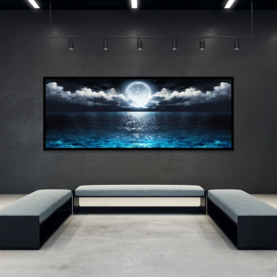 1 Pieza Póster de paisaje nocturno oceánico moderno sin marco, decoraciones Rama, arte de pared en lienzo impermeable, pintura artística para regalo, sala de estar, dormitorio, comedor, oficina, baño, cafetería, bar, decoración estética de pared, decoración del hogar y la residencia