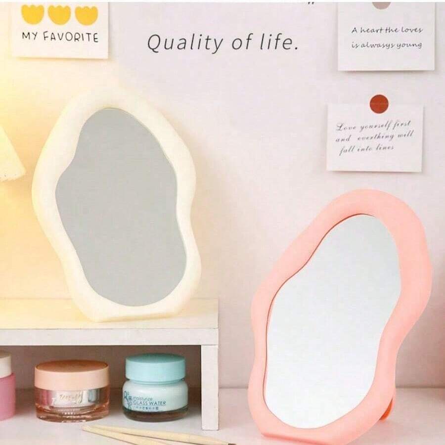 1pc Cloud Shaped Makeup Mirror, Unique Design, Desktop High Definition Wall Mounted Dressing Table Mirror, Cute & Beautiful For Bedroom