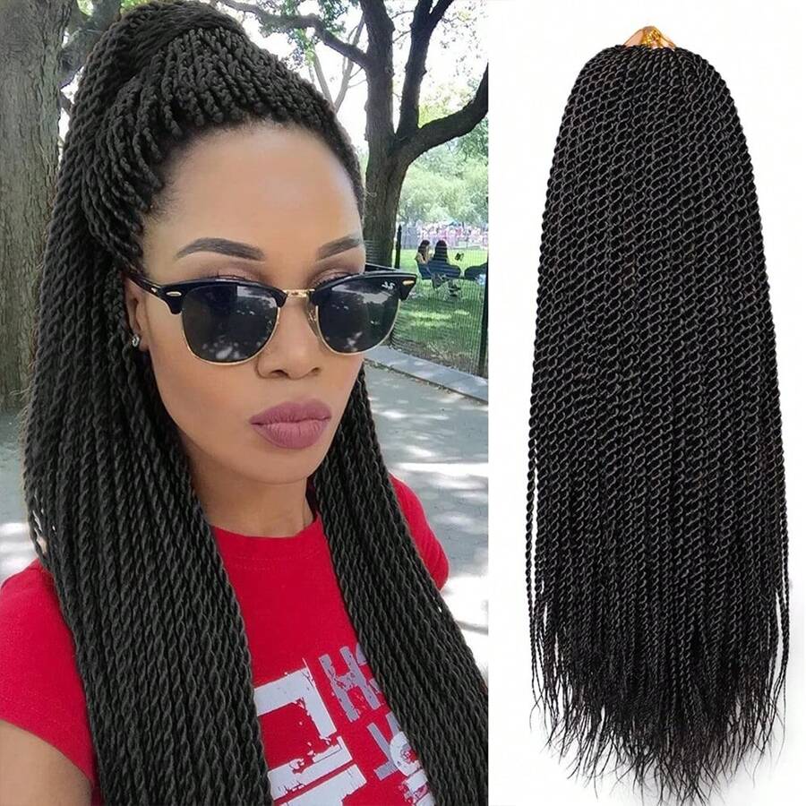 1/8 Packs Senegalese Twist Crochet Hair 14/18 Inch Crochet Hair, Small Twist Crochet Braids Hair Hot Water Setting, Pre-Looped Crochet Braiding Hair