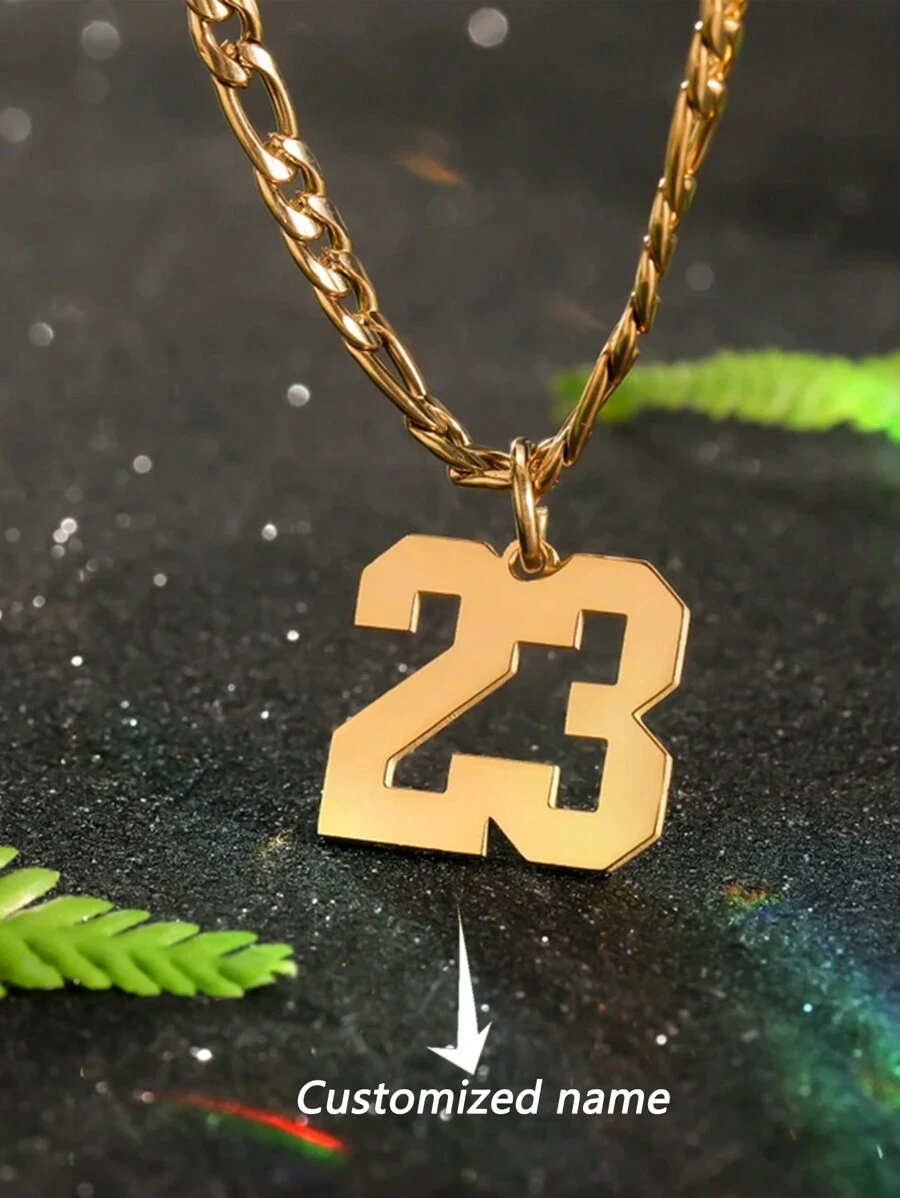 Collar personalizable, colgante de número personalizado en oro, collar de acero inoxidable para hombres y mujeres, collar conmemorativo de fecha especial, collar versátil y encantador de moda, regalo para amigos, pareja, familia, adecuado para cumpleaños, aniversario, vacaciones