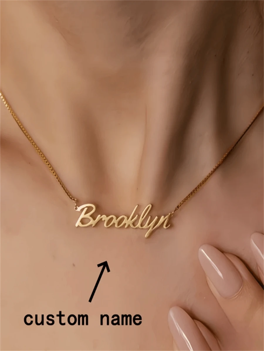 1pc Different Styles Of Gold Stainless Steel Personalized Multi-Heart Ribbon Decorated Name Women's Necklace, Minimalist Fashion Elegant Jewelry, Private Custom Nameplate Pendant Necklace Multi-Functional Daily Wear Accessories Nameplate Pendant Necklace, Ladies Personalized Alphabet Jewelry, DIY Birthday Gifts For Friends, Couples And Family Personalized Gifts (Custom English Only)
