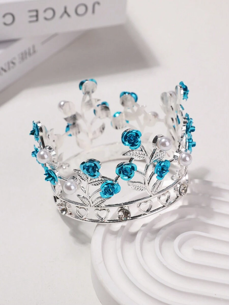1 pièce Couronne de fleurs et de feuilles pour enfants, Couronne de gâteau d'anniversaire, Mini couronne de Noël rouge