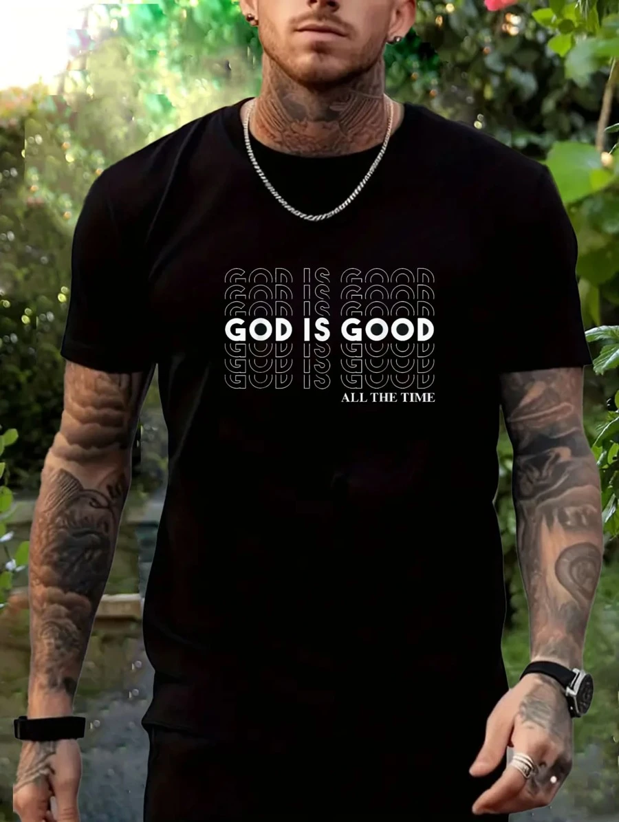 Stylish God Is Good Graphic Tees Cotton Soft Stylish Casual Short Sleeve Crew Neck Top