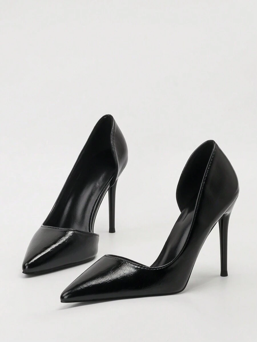 Zapatos de tacón alto sexy, estilo retro europeo y americano, para mujer, para discoteca, tacón súper alto, punta afilada, con cortes calados