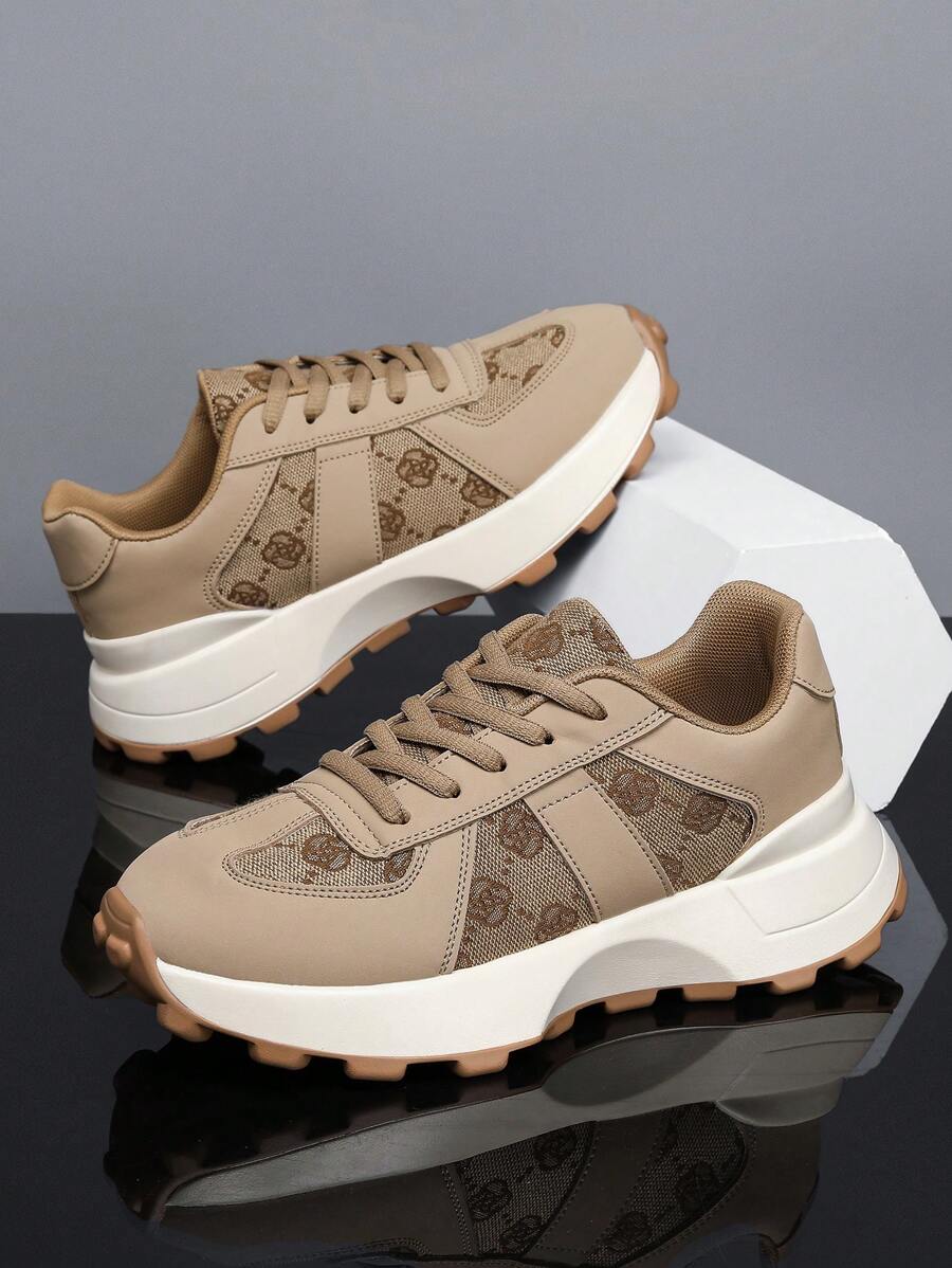 Sneakers vintage alla moda con platform, con motivo floreale, scarpe casual comode con lacci per i teenager