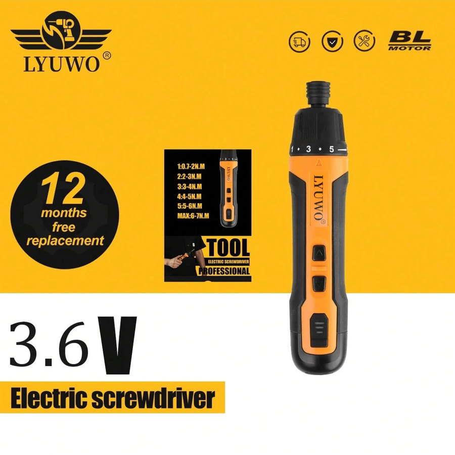 LYUWO Tournevis électrique sans fil mini LYUWO 3,6 V, perceuse mini avec capacité de batterie 2000 mAh, lumière LED, couple réglable, outil de maintenance multifonctionnel pour le démontage, commutateur à bascule avant et arrière, compact et léger, facile à utiliser. Équipé d'un câble de données USB et de 13 têtes de tournevis. Texture fantastique !