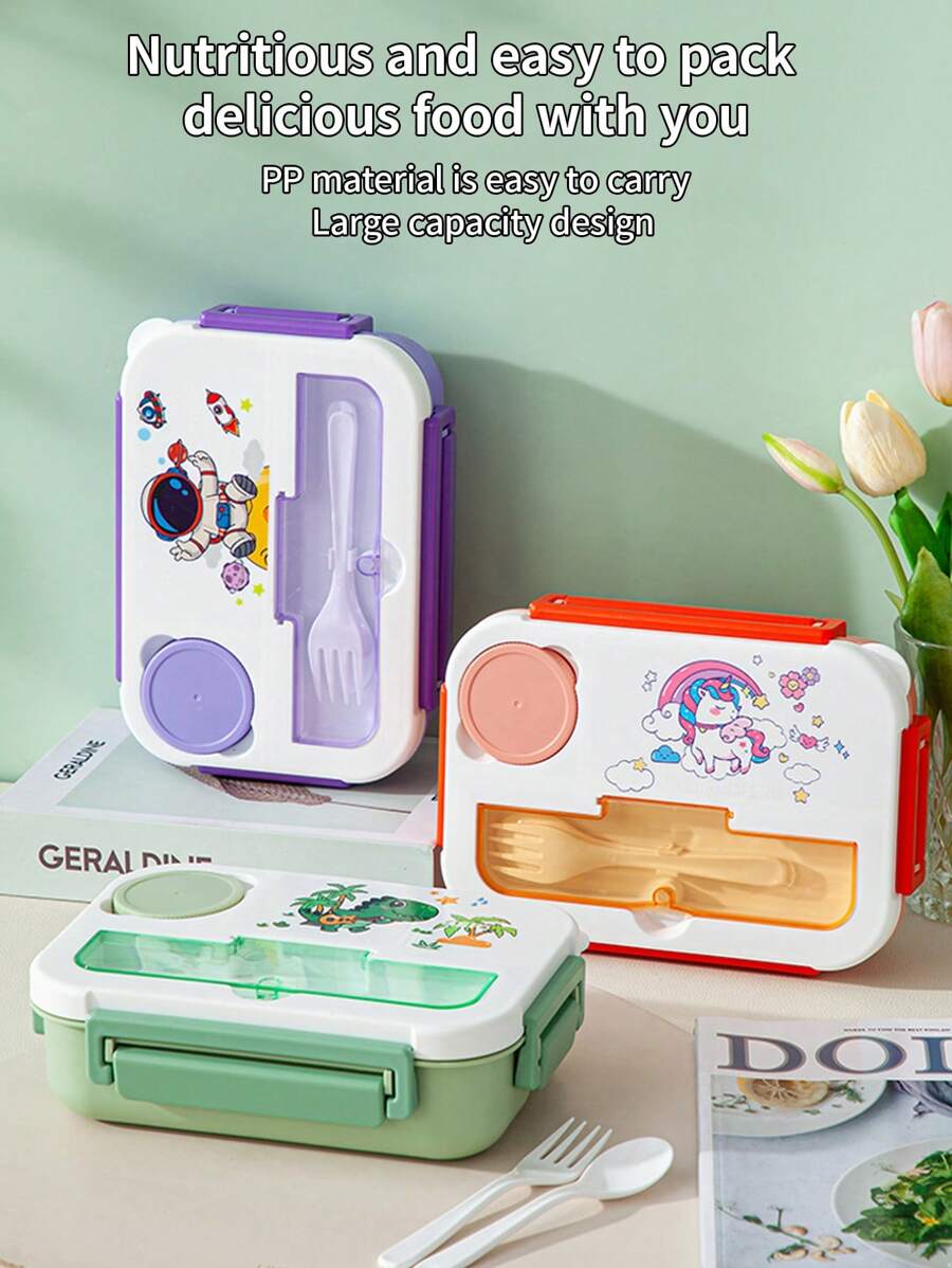 1 Pieza Caja de almuerzo de dibujos animados, apta para microondas, portátil, para ensalada, arroz, adecuada para estudiantes y clase trabajadora, frutas, verduras, sándwiches, perfecta para preparación de comidas, útiles escolares, de vuelta a la escuela