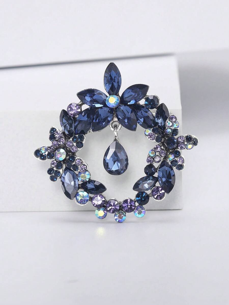 1pc Crystal Flower Design Fashion Broche Pin Geschikt voor Dagelijkse Kleding voor Vrouwen