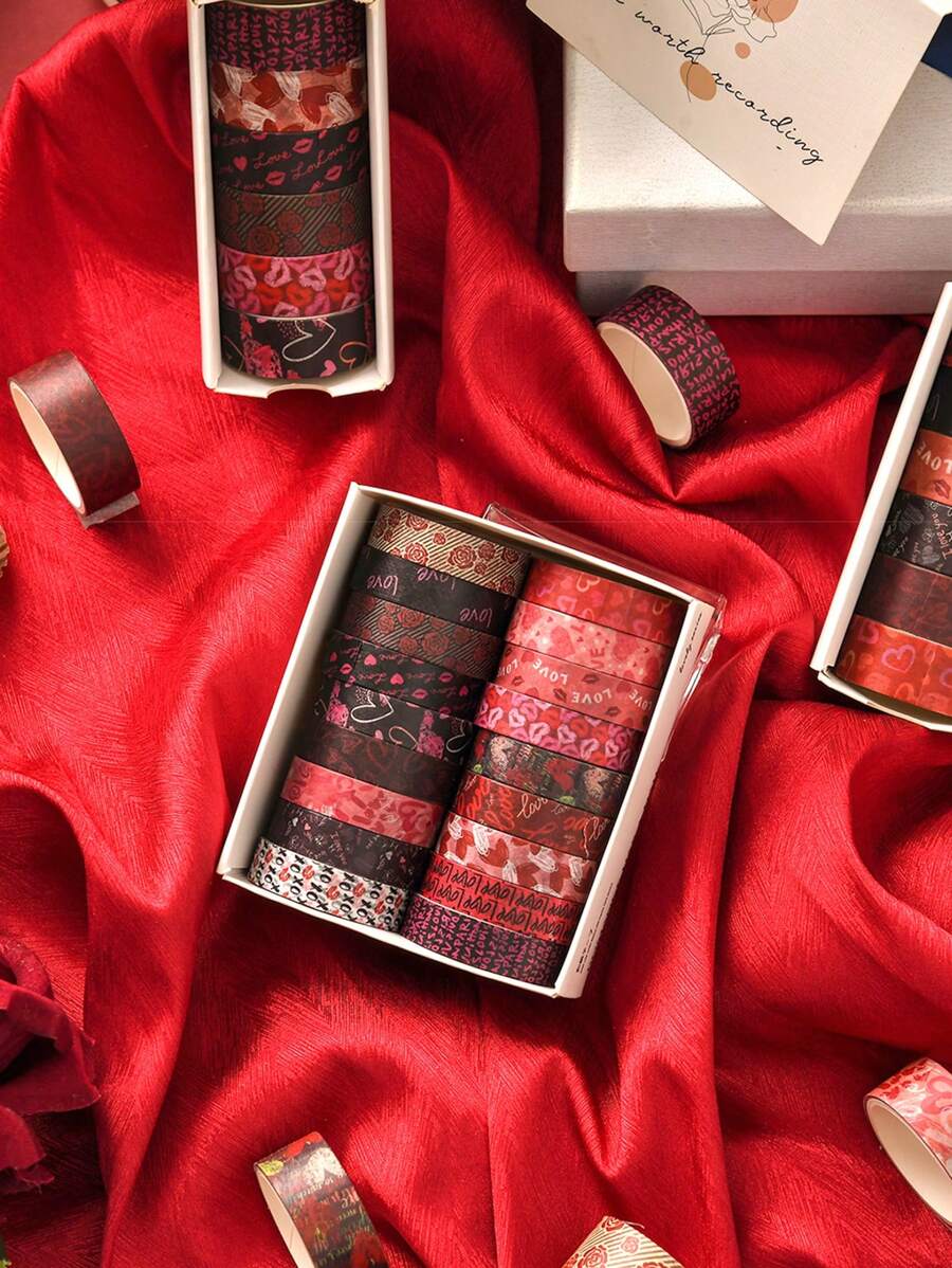 6 Rolls/18 Rolls, Retro Romantic Valentine's Day Washi Tape Set, Love And Love Pattern Design Creative Sticker Rolls, Suitable For Scrapbook Decoration Holiday Card Decoration Card Making - Handbook Gifts For Friends Back To School