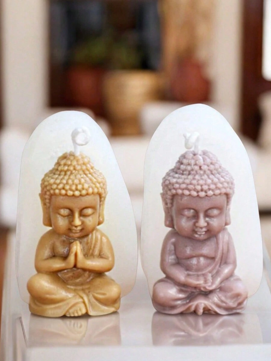 1pc Buddha Meditation Mold, Home Decor DIY Fragrance Stone, Plaster Buddha Statue, Candle Silicone Mold