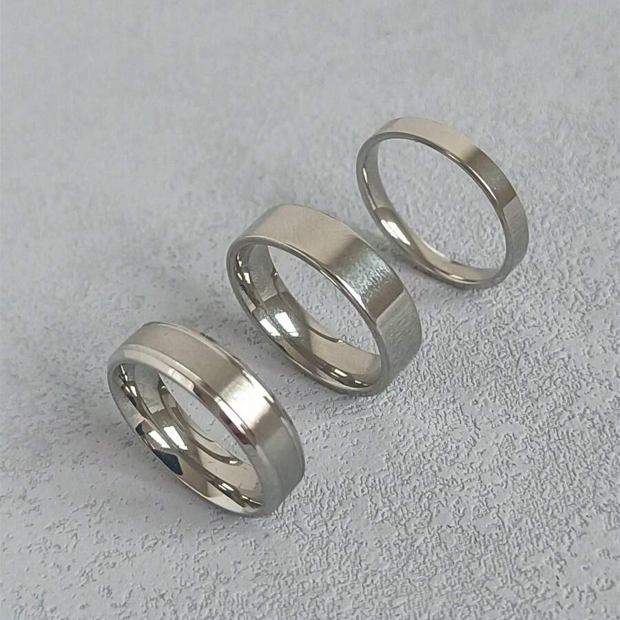 1Set(3pcs) Fashionable Simple Charm Stainless Steel Ring For Men, Woman,Couples, Daily Wear And Parties For Father Mother Dad Husband Wife Boyfriend Girlfriends Father's Day Birthday Gift Stackable Ring Statement Band Jewelry Size 5-12