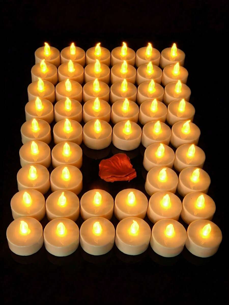 12/24/48pcs Flameless LED Candles Lights, Battery Powered Tealight, Romantic Tea Candles For Birthday Party Wedding Decorations, Home Decor, Candle Warmer, Gift, Fake Candles,Home Decor,Gift,Led Candles,Fake CandlesCandle Lights Gifts Graduation