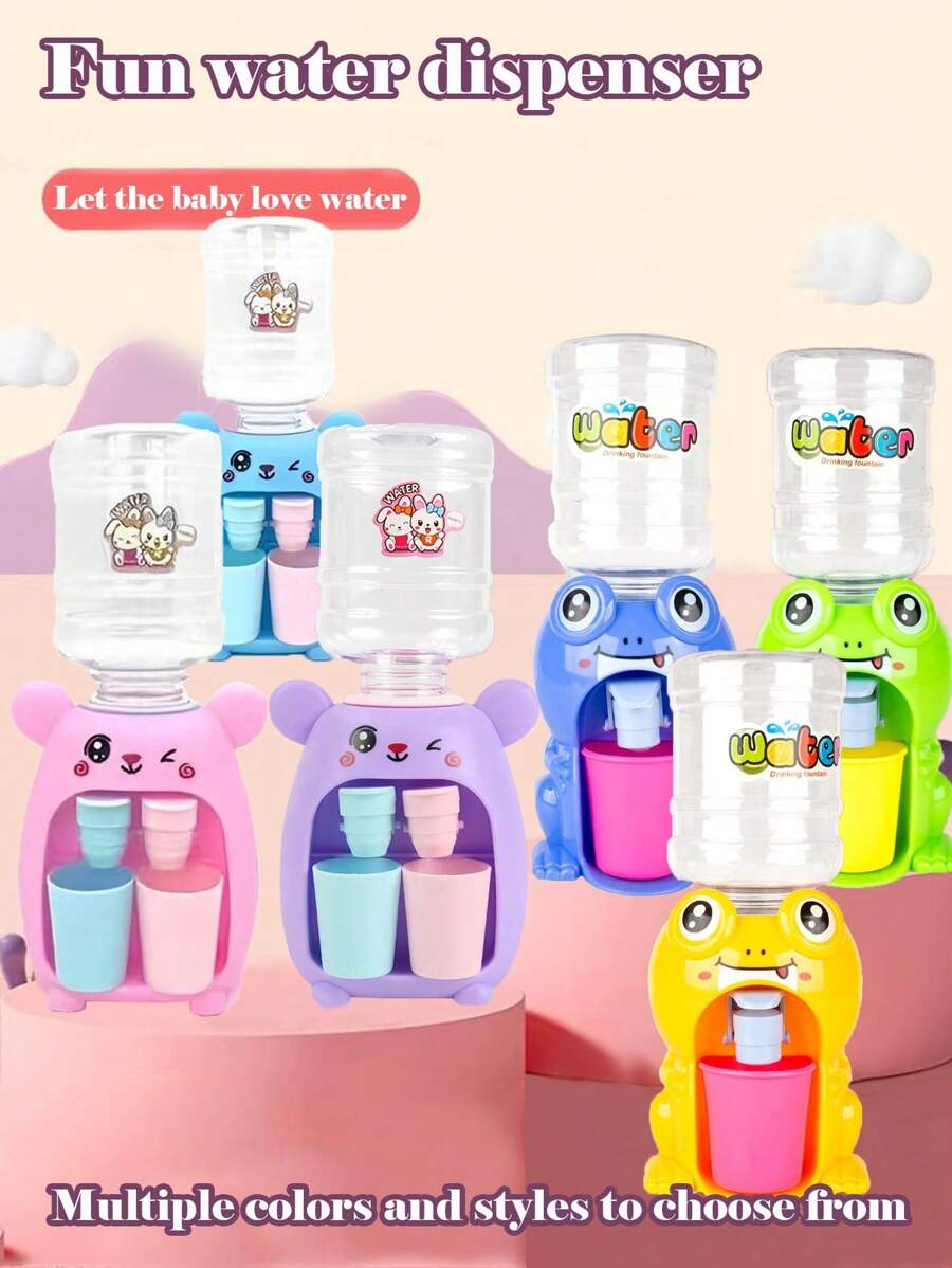 Distributeur d'eau miniature jouet pour enfants avec bec simple/double, peut contenir du jus et des boissons, appareil ménager de jeu de rôle réaliste de type dessin animé, machine à boisson avec simulation de pression de l'eau pour garçons et filles