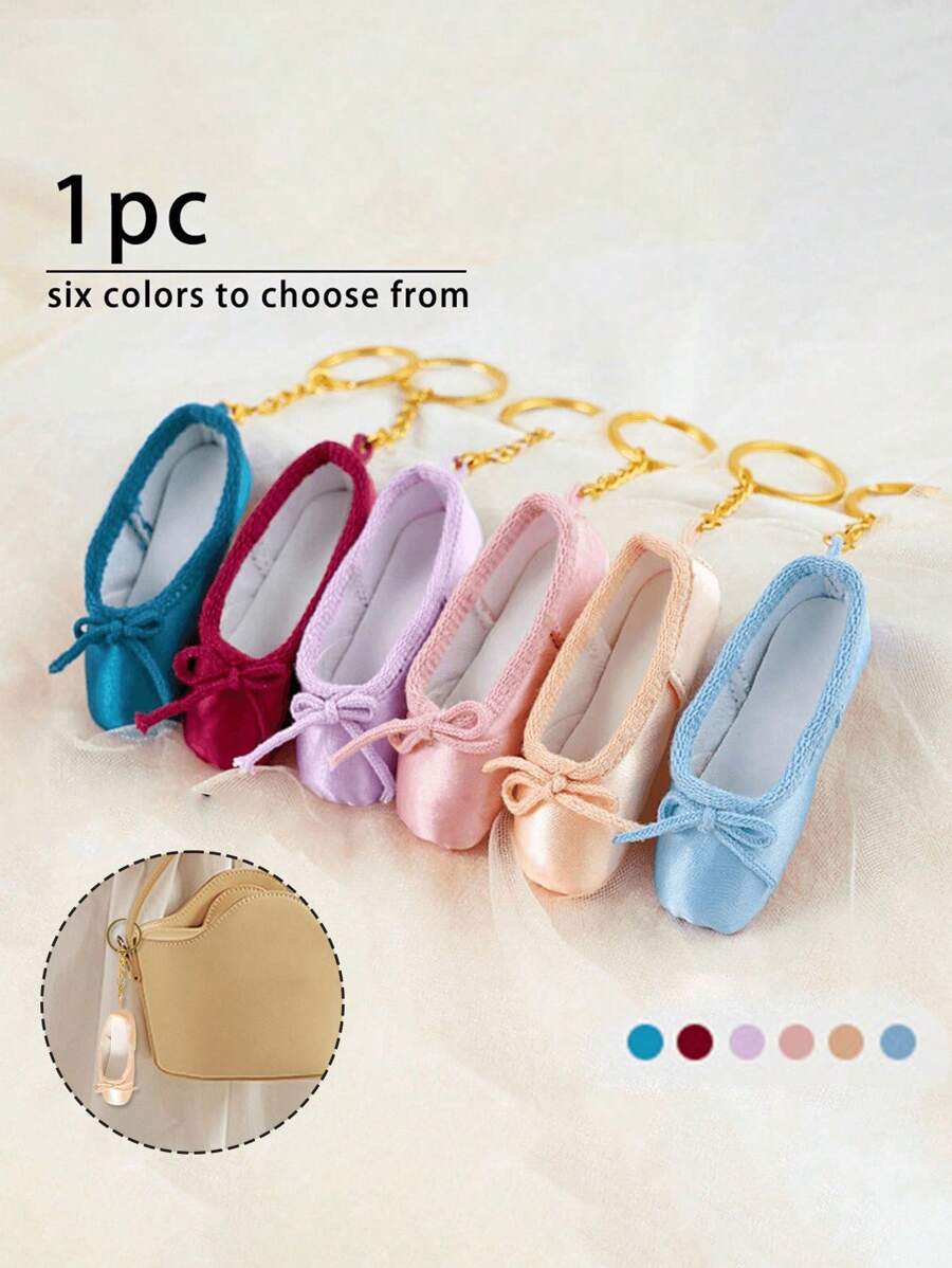 Handmade Ballet Dance Toe Shoes Jewelry Mini Shoes Satinkey Chain,Equipped With A Bow With Pearls,Can Be Used As Bag Accessories, Keychains, Phone Chains, Etc, With 6 Colors To ,Choose From, Fashionable Matching Items, Can Be Given To Friends Who Are Studying Ballet,Family, Colleagues, Relatives, Etc,Personalized Gifts For Family And Friends, Travel Accessories Car Accessories Bag Charm Backpack For School