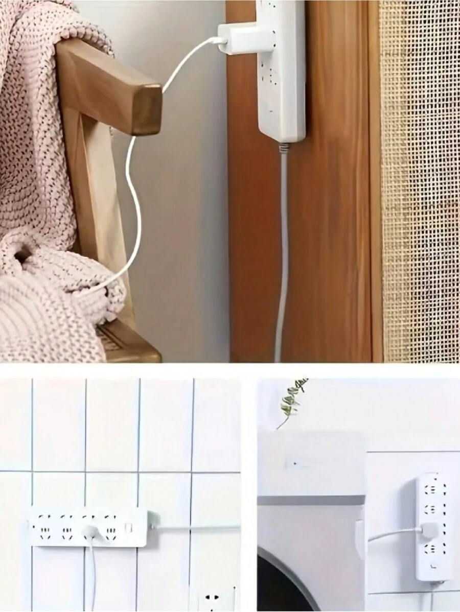 10 Packs Of Premium Adhesive Socket Holders - Easy Self-Adhesive Desktop Fixers For Cable Management - Slide-In Power Strip Holders With Strong Grip And Compact Design For Organized Workspace