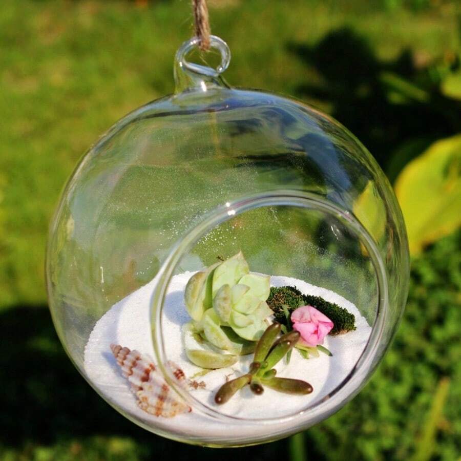 1 pièce Vase en verre suspendu créatif - design sphérique transparent pour l'hydroponique et les arrangements floraux décoratifs, parfait pour les mariages, les fêtes et les cadeaux de décoration pour la maison, anniversaires, remises de diplômes, jardin, extérieur, jardinière, pot de plante, jardinage