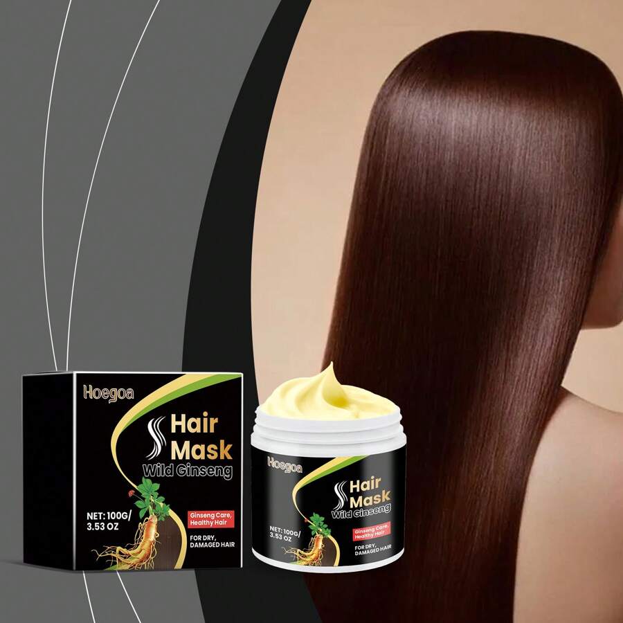 Ginseng Hair Mask, Deeply Nourishing Hair Mask, Deeply Moisturizing & Nourishing, Smooths Dry, Frizzy Hair, Restores Shine & Condition