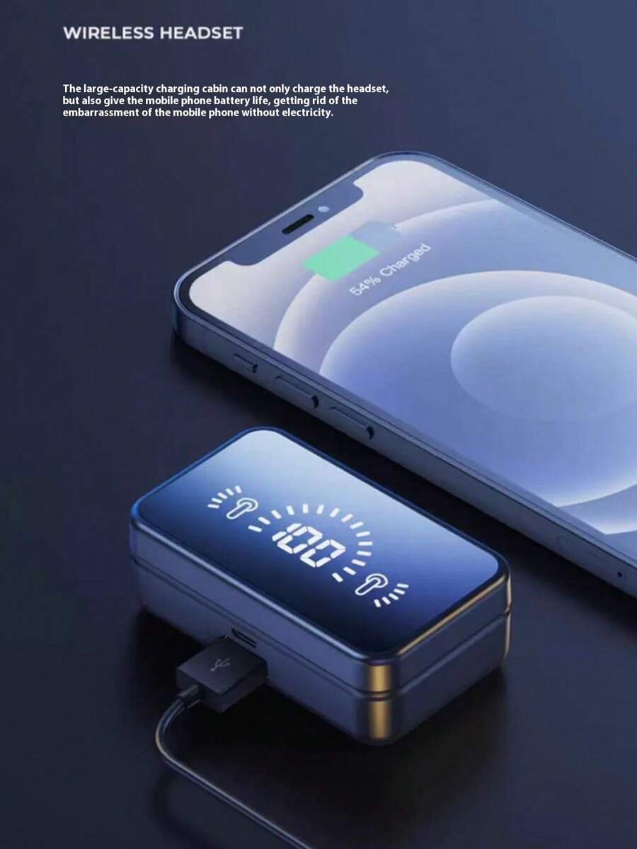 Fones de Ouvido Sem Fio In-Ear com Grande Tela LED, Qualidade de Som HD, Controles Touch, Chip Wireless 5.3, Microfone Condensador, Carregamento de Emergência, Bateria Extra Longa, Ideal para Corrida e Jogos - Presentes Ideais