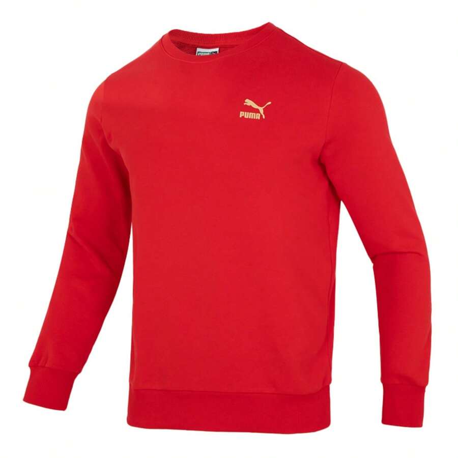 Puma CLASSICS GS Crew TR Gold Logo Men's Sweater Sportswear Outdoor Fashion Comfortable Casual Sweater 625825-11