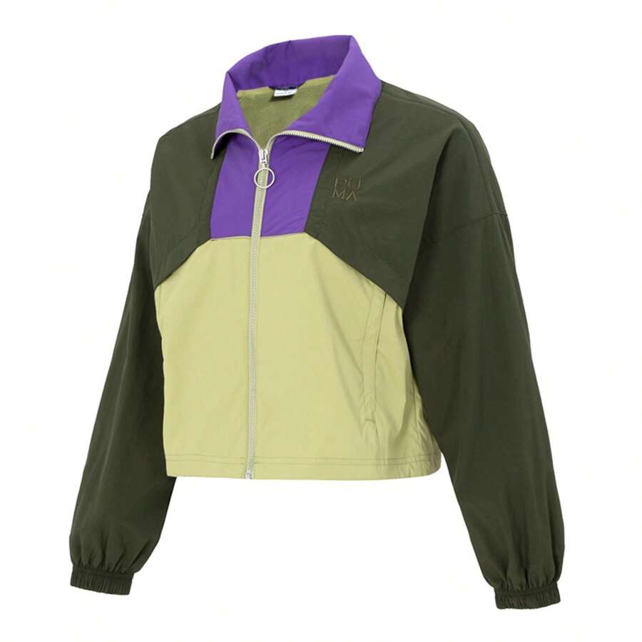 Puma Chaqueta tejida INFUSE, chaqueta tejida, ropa deportiva informal corta para mujer, chaqueta para correr de entrenamiento de Color en contraste 623469-31