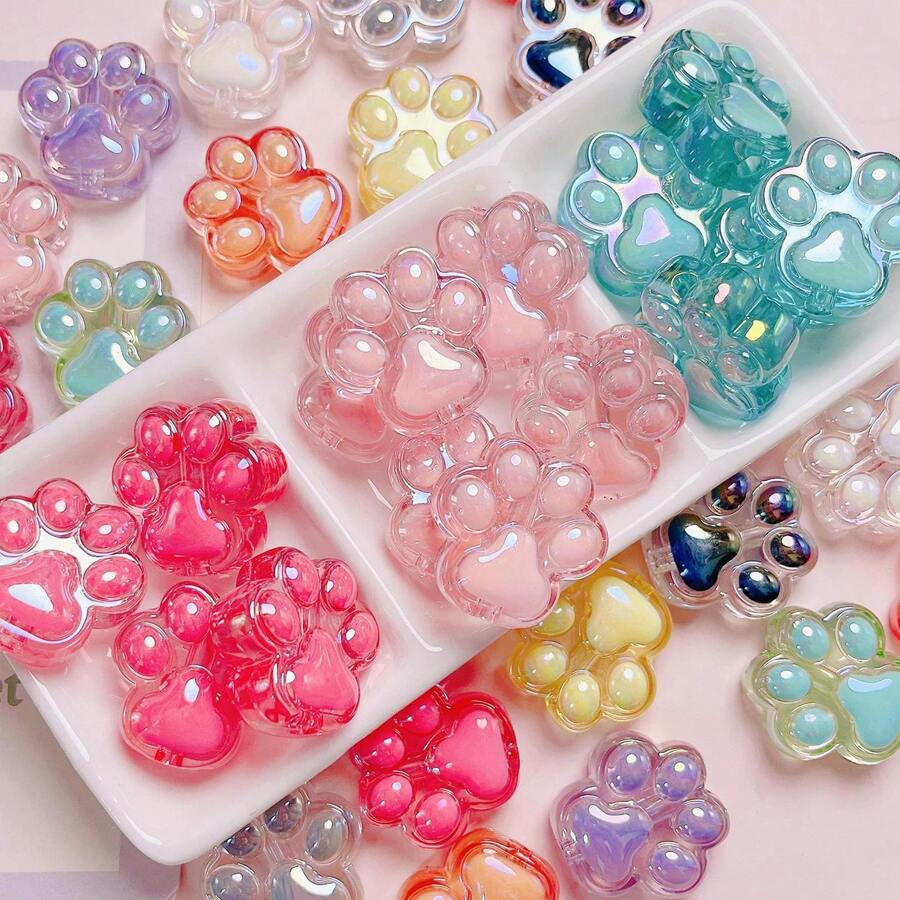2 pezzi Grazioso materiale per DIY, perline in acrilico trasparente a forma di zampa di gatto, ciondoli per cinturini di telefoni e portachiavi