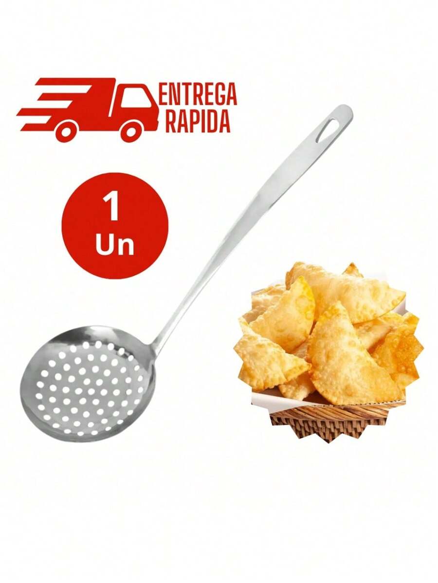 Escumadeira p/ Fritura em Aço Inoxidável Maciço 32 cm