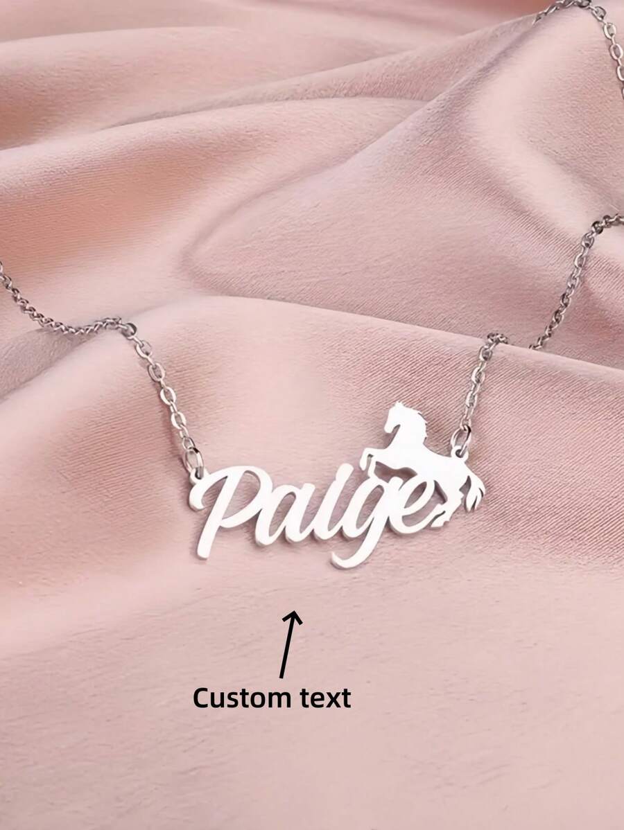 1 pieza Collar personalizado con letra del nombre en inglés de caballo en opcionales de plata y oro rosa, regalo de día de la madre, cumpleaños, aniversario, San Valentín, accesorios de moda para fiesta, regalo de cumpleaños para dama, regalo de Navidad