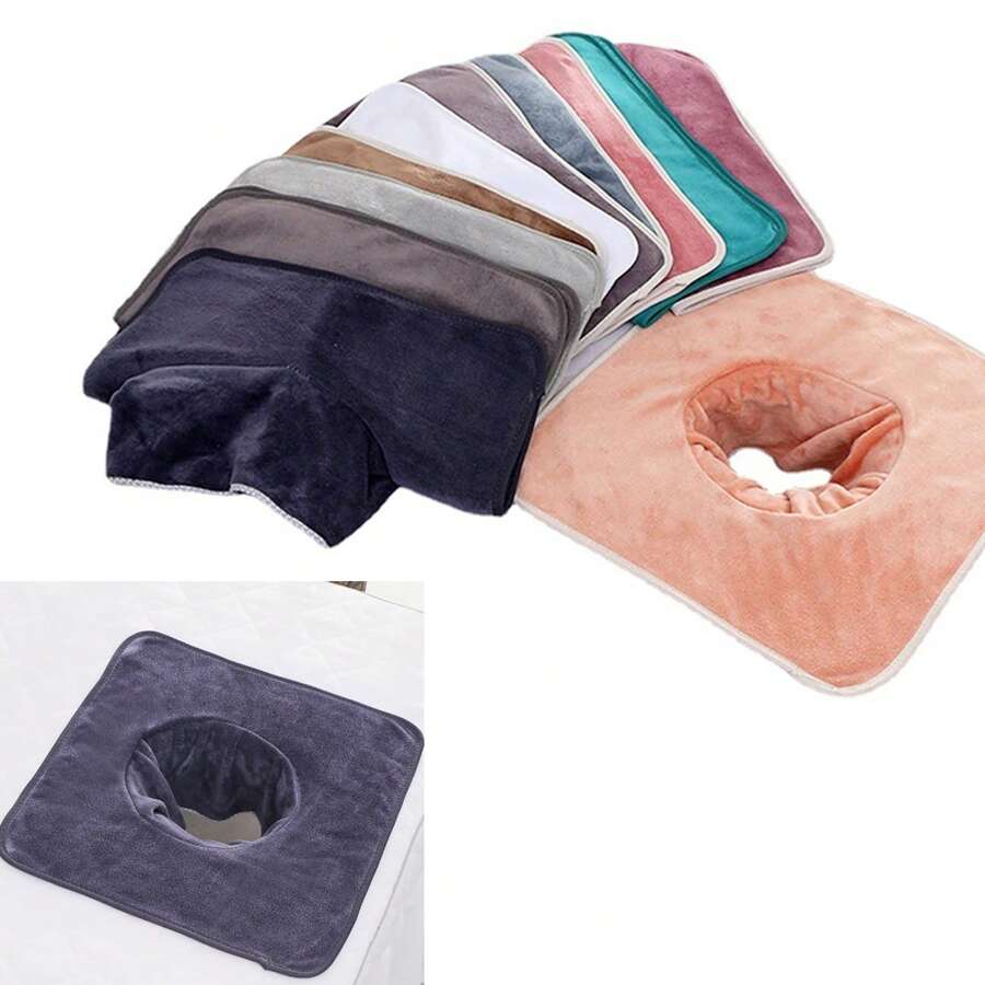 1 pieza toalla de 35*35cm con agujero para la cara para mesa de masaje SPA con belleza, toalla cosmética para calentar en el SPA