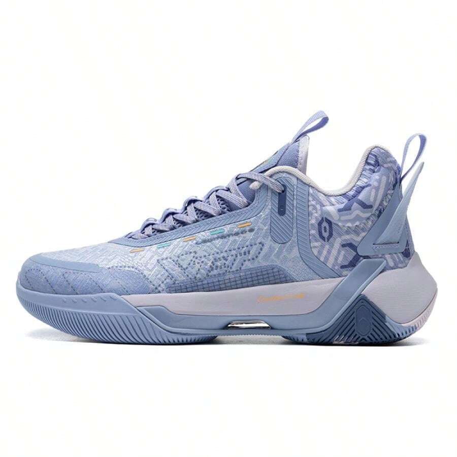 XTEP Men's Basketball Shoes, Comfortable Breathable Sports Casual Shoes, 876119120019 Technology, Lavender/Neon Orange