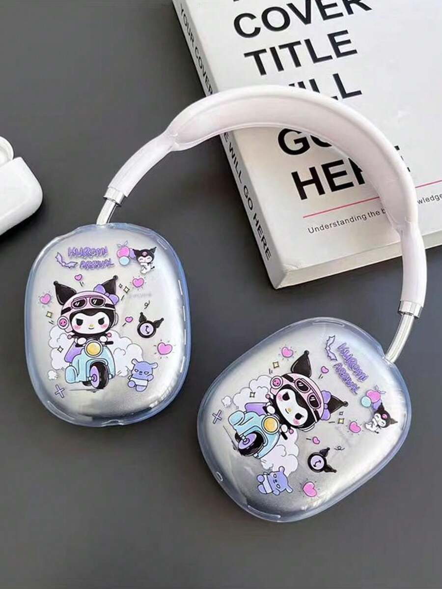 Sanrio 1 Pair Cute Cartoon Transparent Demon Bike Pattern Protective Case Compatible With Airpods Max, Soft Rubber Earmuffs Cover (Earphones Not Included)