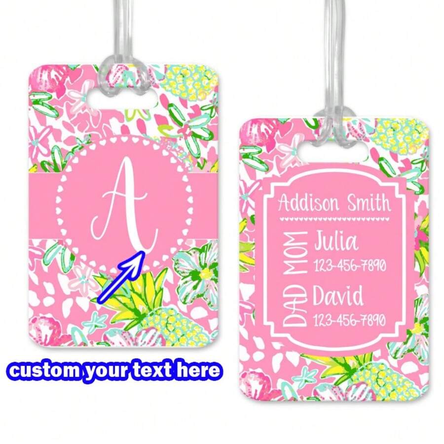 Customized Luggage Tag, Customized Acrylic, Customize Name Phone Email, Advanced Design Sense, Suitable For Any Scenario | Luggage Handbag Backpack Beach Bag, Exclusive Items, Autumn/Winter Gifts, Personalized Daycare Bag ID, Personalized Diaper Bag Tag