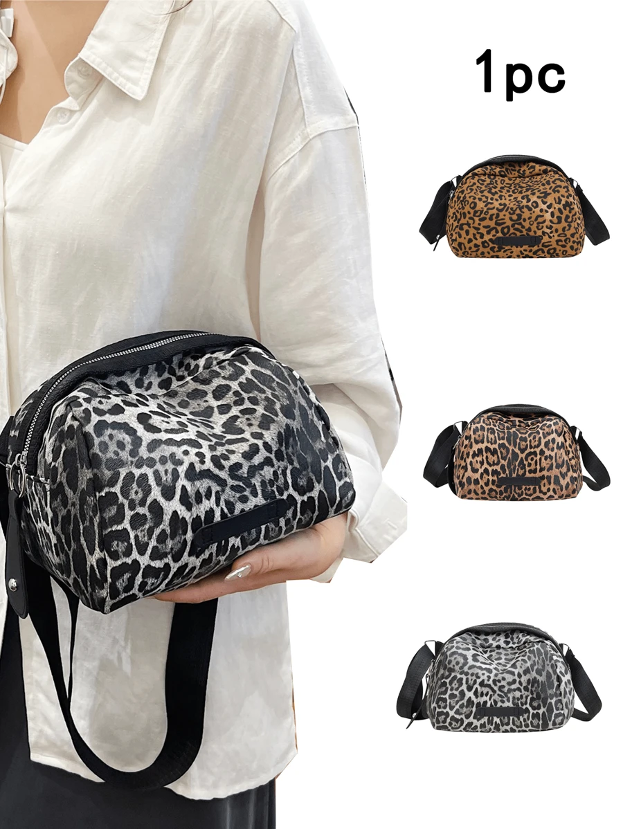 One Piece, Fashion Casual Everything, Crossbody Shoulder Bag, Leopard Print Pu Shell Bag, Suitable For Ladies Leisure Street And Daily Commute