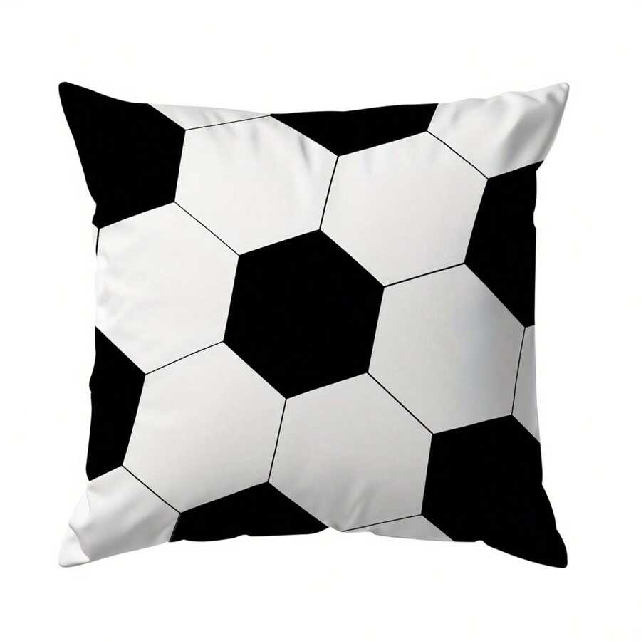 1 Peça Capa de Almofada Decorativa com Tema de Futebol, 45cm x 45cm - Veludo Pêssego Macio Poliéster, com Zíper, Lavável em Máquina, Adequado para Decoração Doméstica e de Escritório