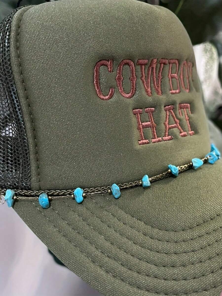 1 pièce Chaîne de casquette de baseball turquoise à la mode - Style festif et décontracté, convient aux casquettes de baseball et aux casquettes à grillage, facile à clipser