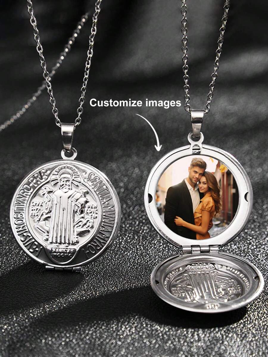 Custom Necklace Stainless Steel Vintage Round Cross Pendant Virgin Mary Saint Necklace