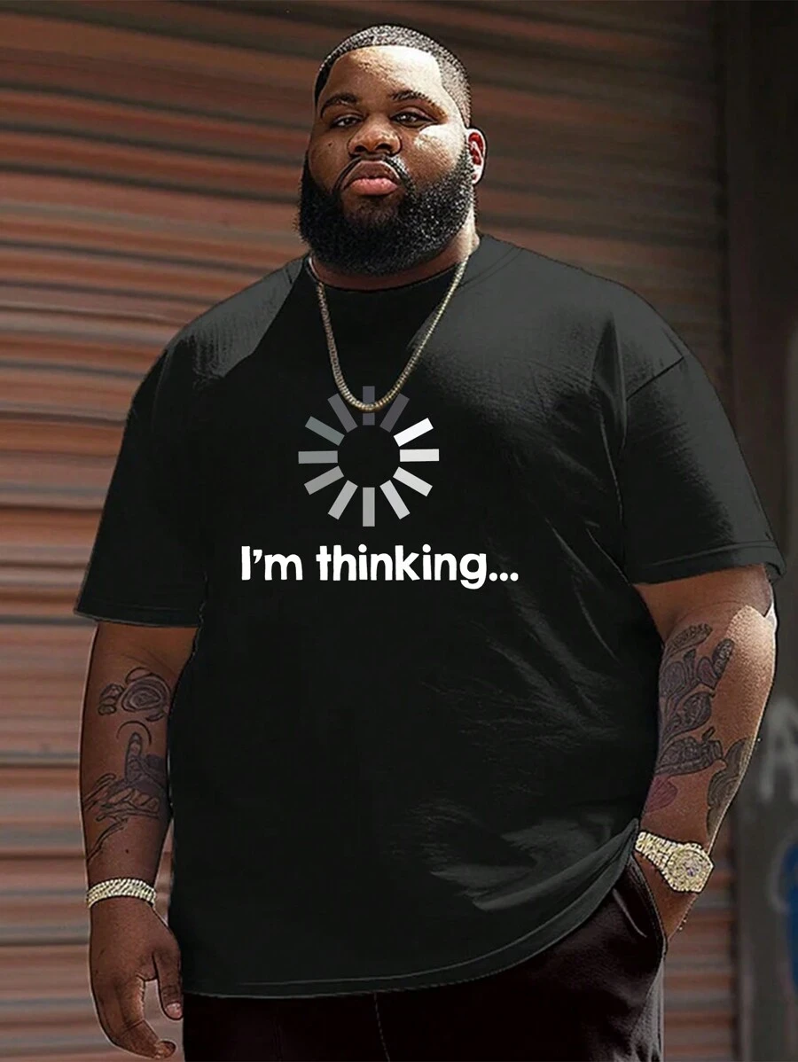 Hombres talla grande Camiseta con estampado de slogan
