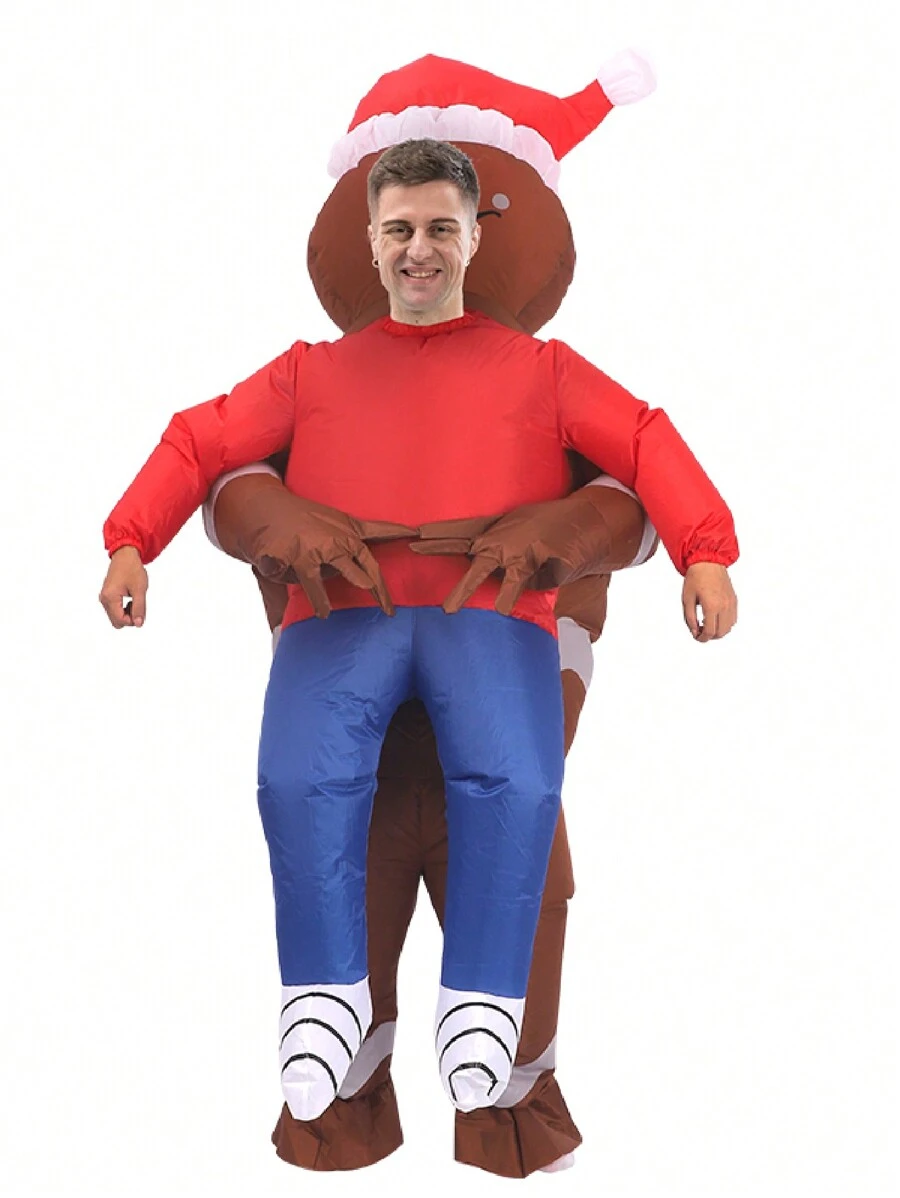 Costum gonflabil de Crăciun Gingerbread Man 1buc, ținută Cosplay cu caracter amuzant
