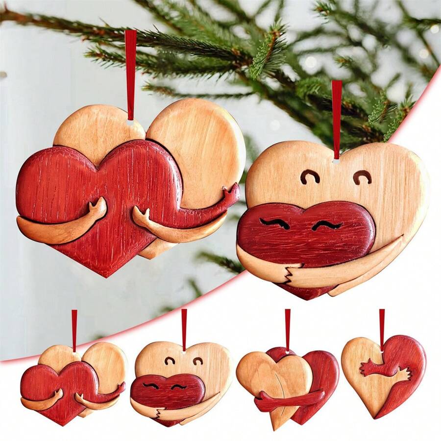 4 pièces/Set Pendentifs en acrylique en forme de cœur aléatoires de la Saint-Valentin, Cadeaux, Décorations pour amis, Ornements de sac à dos, Accessoires de voiture