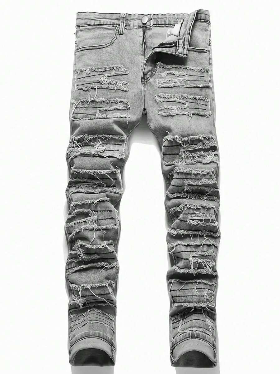 Jeans de mezclilla con flecos elásticos de moda para adolescentes
