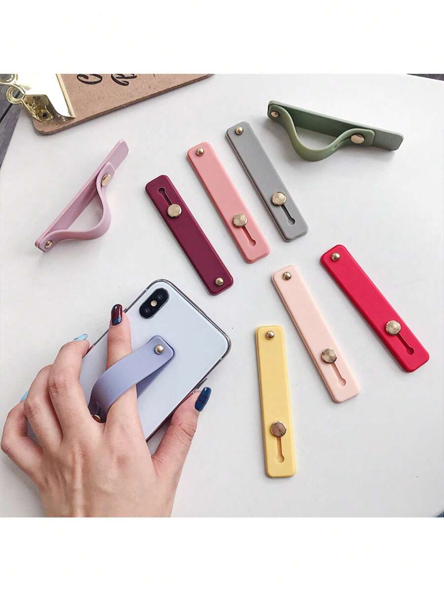 Mobile Phone Push-Pull Finger Ring Buckle Bracket Telescopic Simple Adhesive Solid Color Silicone Wristband Bracket Anti-Fall Outdoor Multi-Purpose