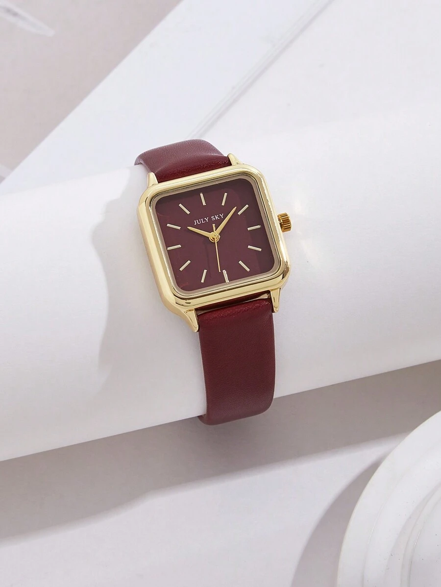 JULYSKY 1 pieza Reloj de mujer Ancora Rojo, Estilo Clásico Simplificado, Dorado Rosa, Cuarzo, Regalo para la Vida Diaria y Vacaciones