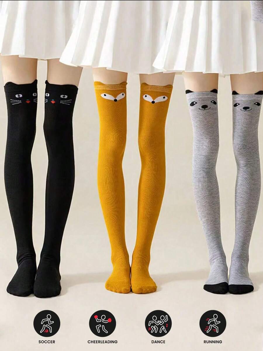 1Pair Cute Cat Thigh High Stockings, Kawaii Slim Over The Knee Socks, Women's Stockings & Hosiery
